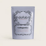 “DaFab Collagestics gut health collagen supplement with L-glutamine and inulin in minimalist editorial packaging.”