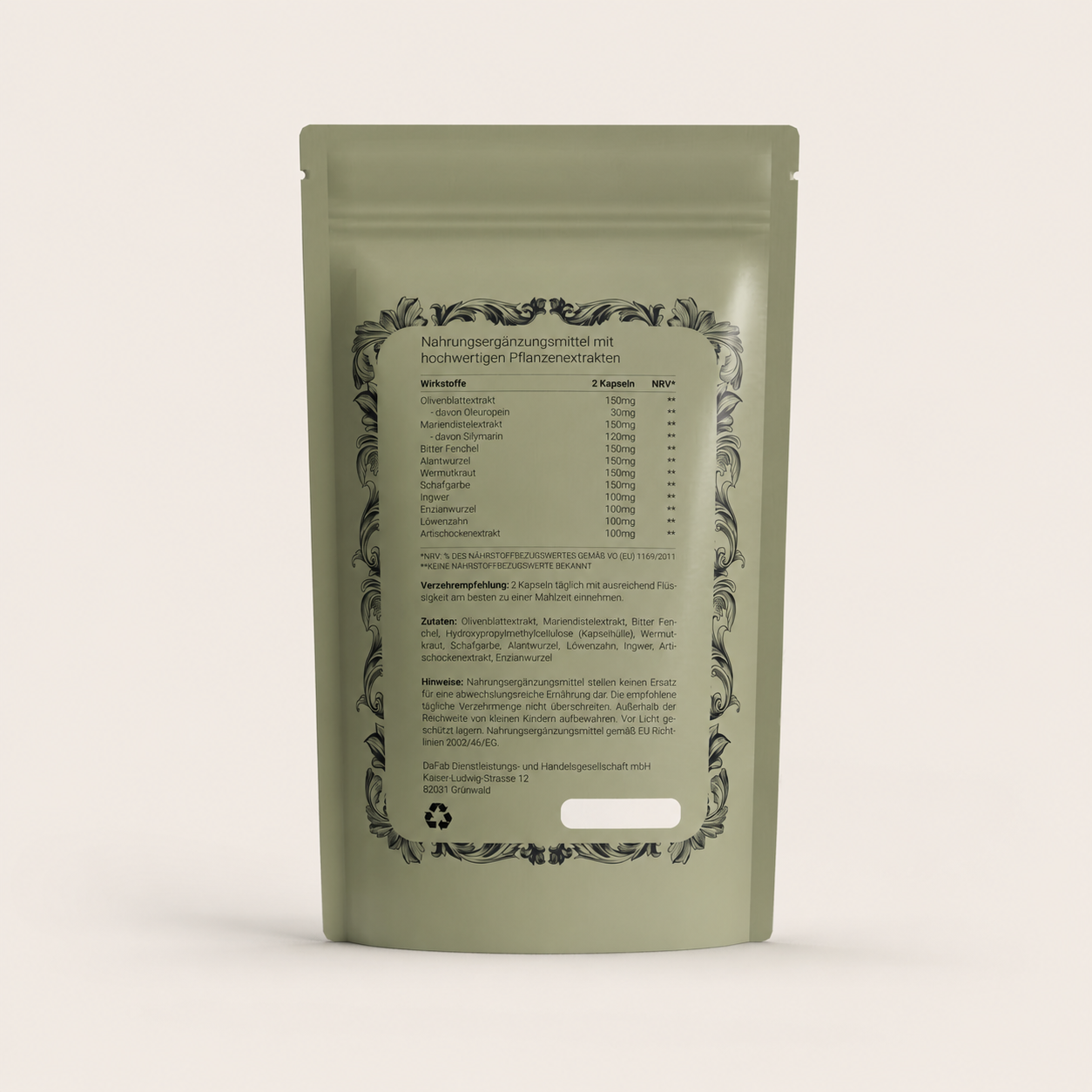 “Back label of DaFab Liver Cleanse supplement with herbal ingredients and nutrition information.”
