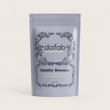 “DaFab Vitality Booster supplement with vitamins and antioxidants in editorial lavender packaging.”